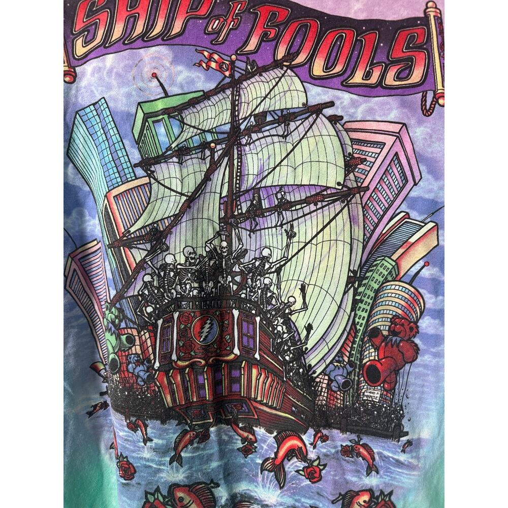 Vintage Grateful Dead Ship Of Fools Liquid Blue Tie Dye Shirt XL 2001 Band D54 - Picture 3 of 5